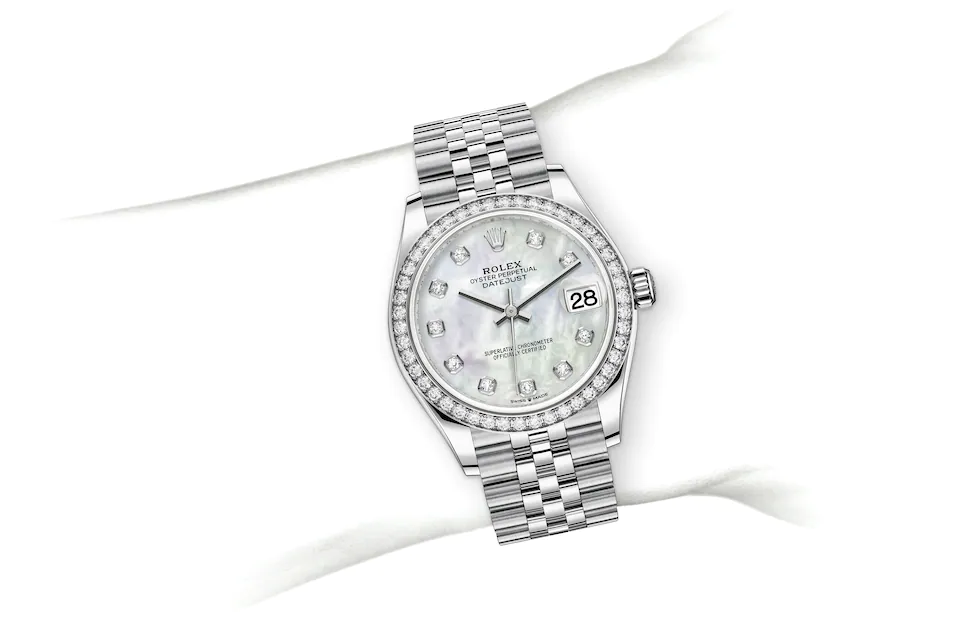 Rolex Datejust in White Rolesor - combination of Oystersteel and white gold M278384RBR-0008 at J. Licht & Sons Rolex Boutique