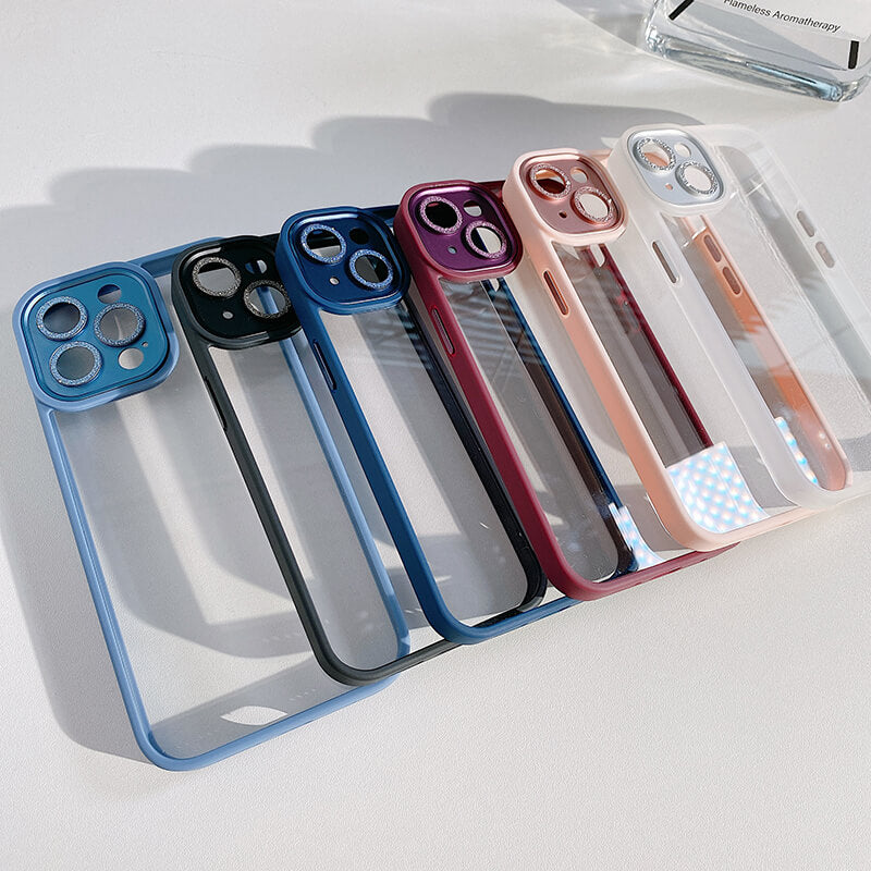 Shiny Tempered Glass Phone Case For iPhone Series