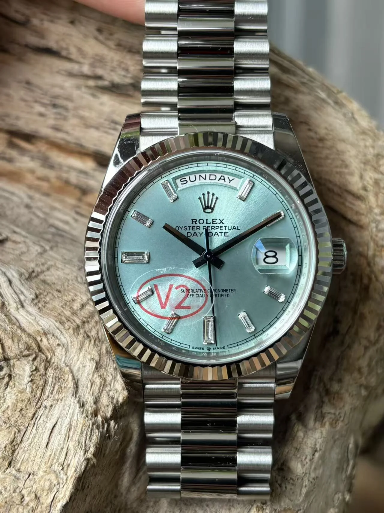 GYL Rolex Day-Date 40 Platinum Ice Blue Diamond Dial (228236) 11 Super Clone – DD3255 Movement-GYL-GaiYalun