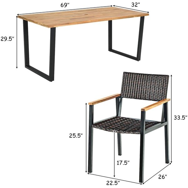 Damori Rectangular 6 - Person 69'' Long Dining Set