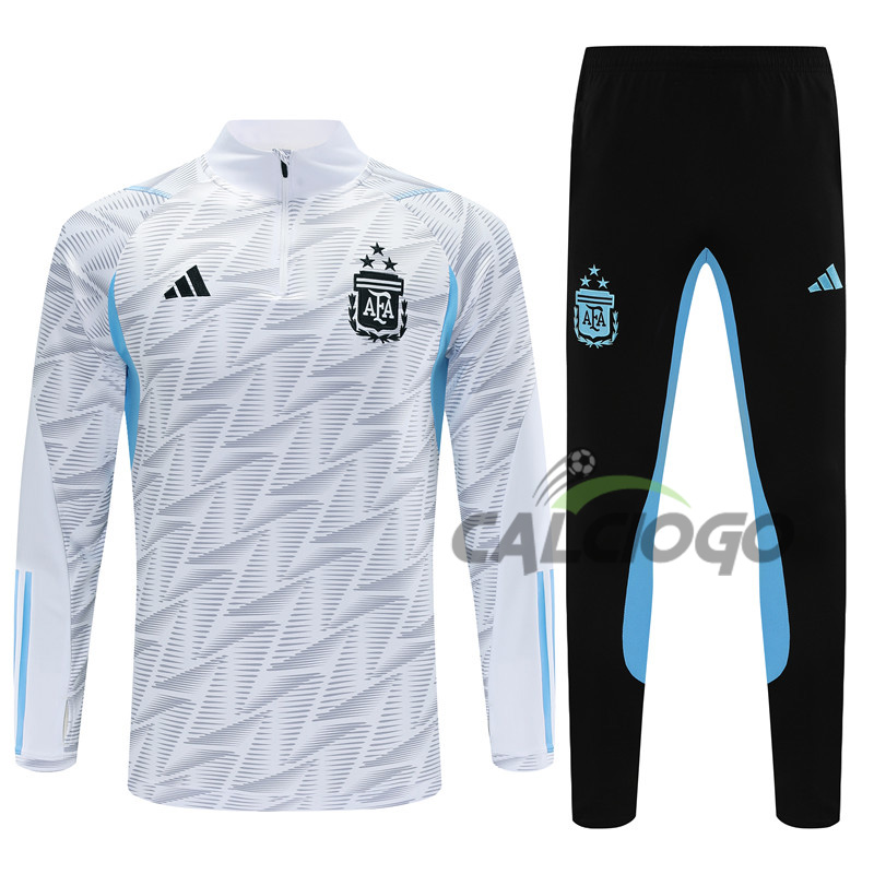 Tuta Calcio Argentina Felpa Zips Bianco 2023-2024