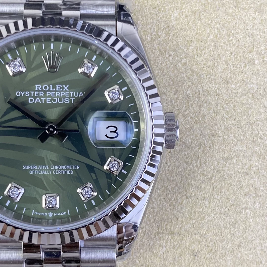 GYL Rolex Datejust 36mm Olive Green Palm Motif Diamond Dial Jubilee Bracelet (126234) 1:1 Super Clone – DD3235 Movement-GYL-GaiYalun