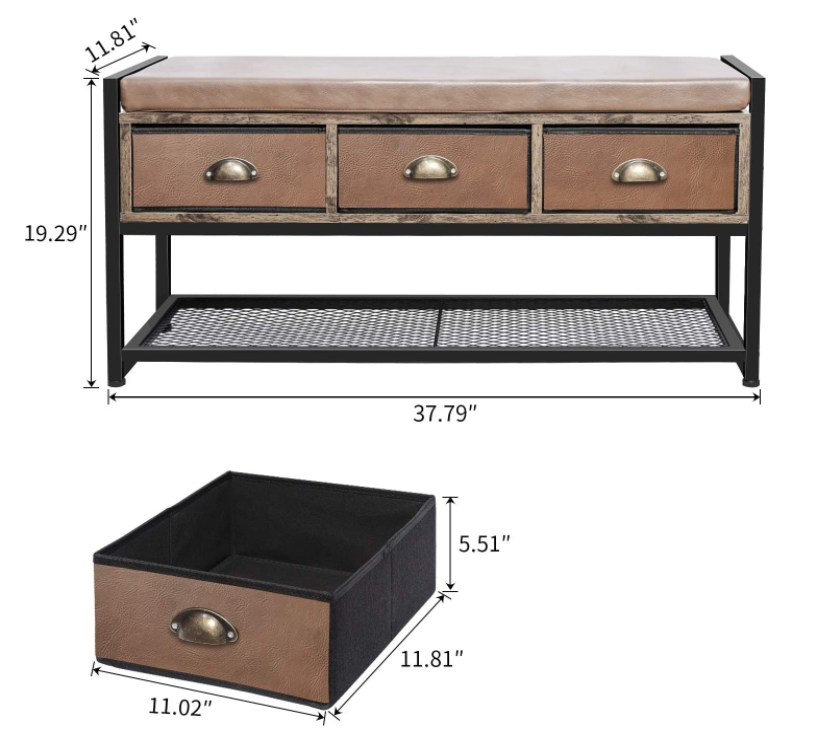 Xcosrack Industrial Shoe Bench Rack, 3Tier Shoe Storage Organizer