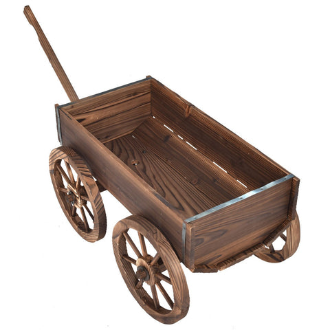 Wooden Wagon Flower Planter_bestoutdor