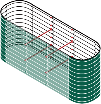 32'' Tall 6.5'x2' Metal Modular Corrugated Raised Garden Bed Kit(6 in 1)