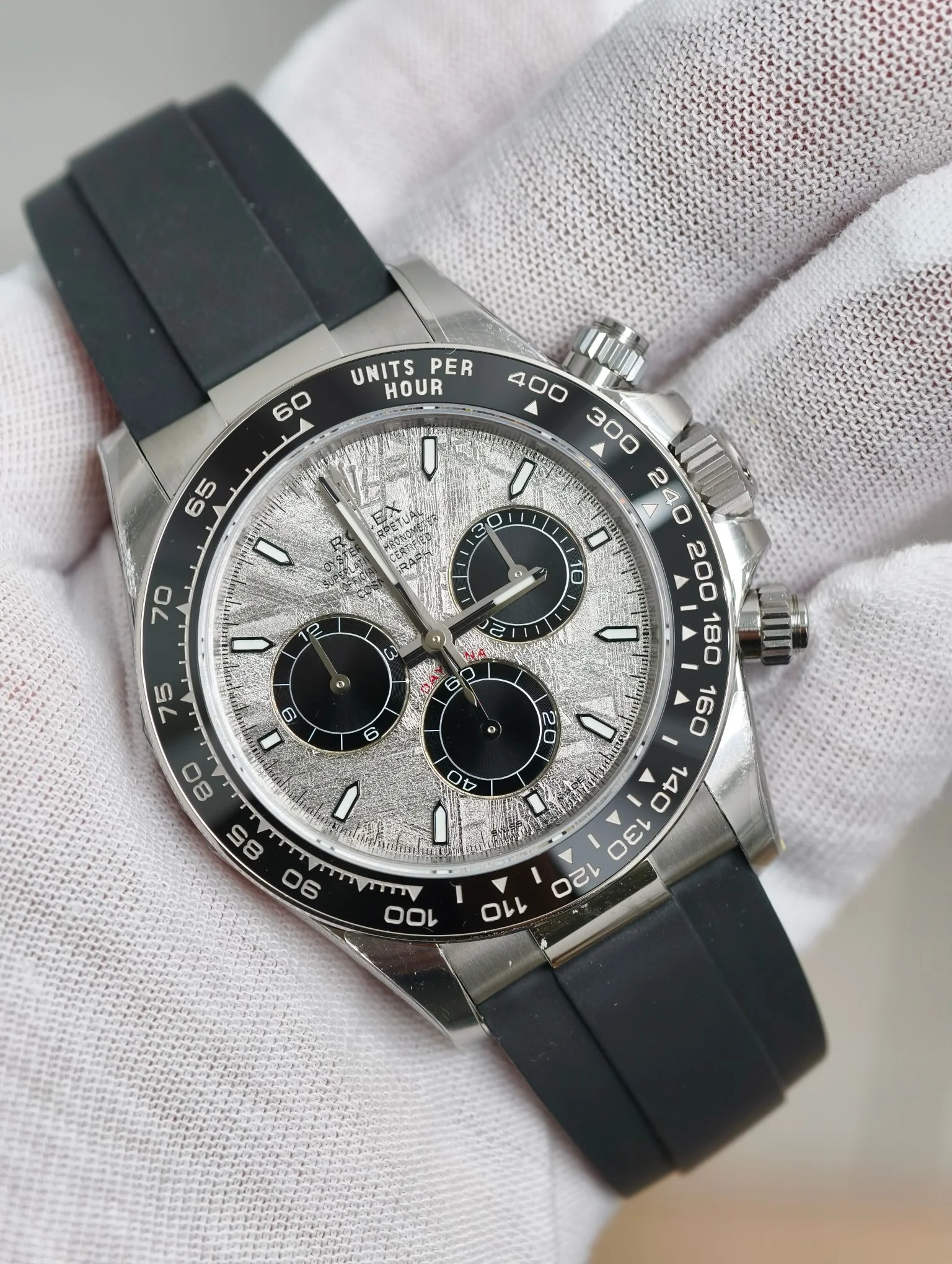 GYL Rolex Daytona 40mm White Gold Meteorite Dial Rubber Strap (126519LN) 11 Super Clone – DD4131 Movement-GYL-GaiYalun