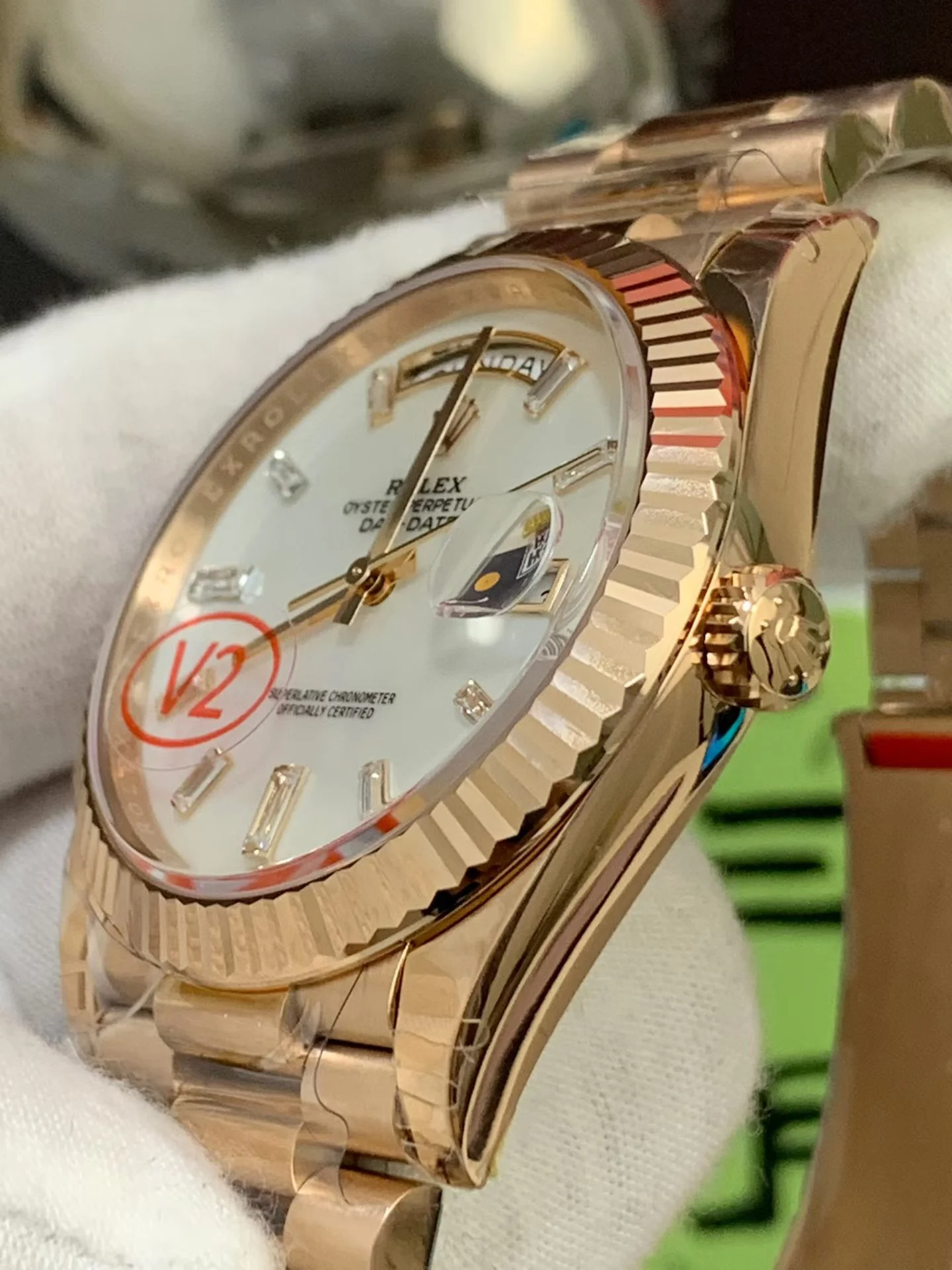 GYL Rolex Day-Date 40 Everose Gold White Baguette Diamond Dial (228235) V2 11 Super Clone – DD3255 Movement-GYL-GaiYalun