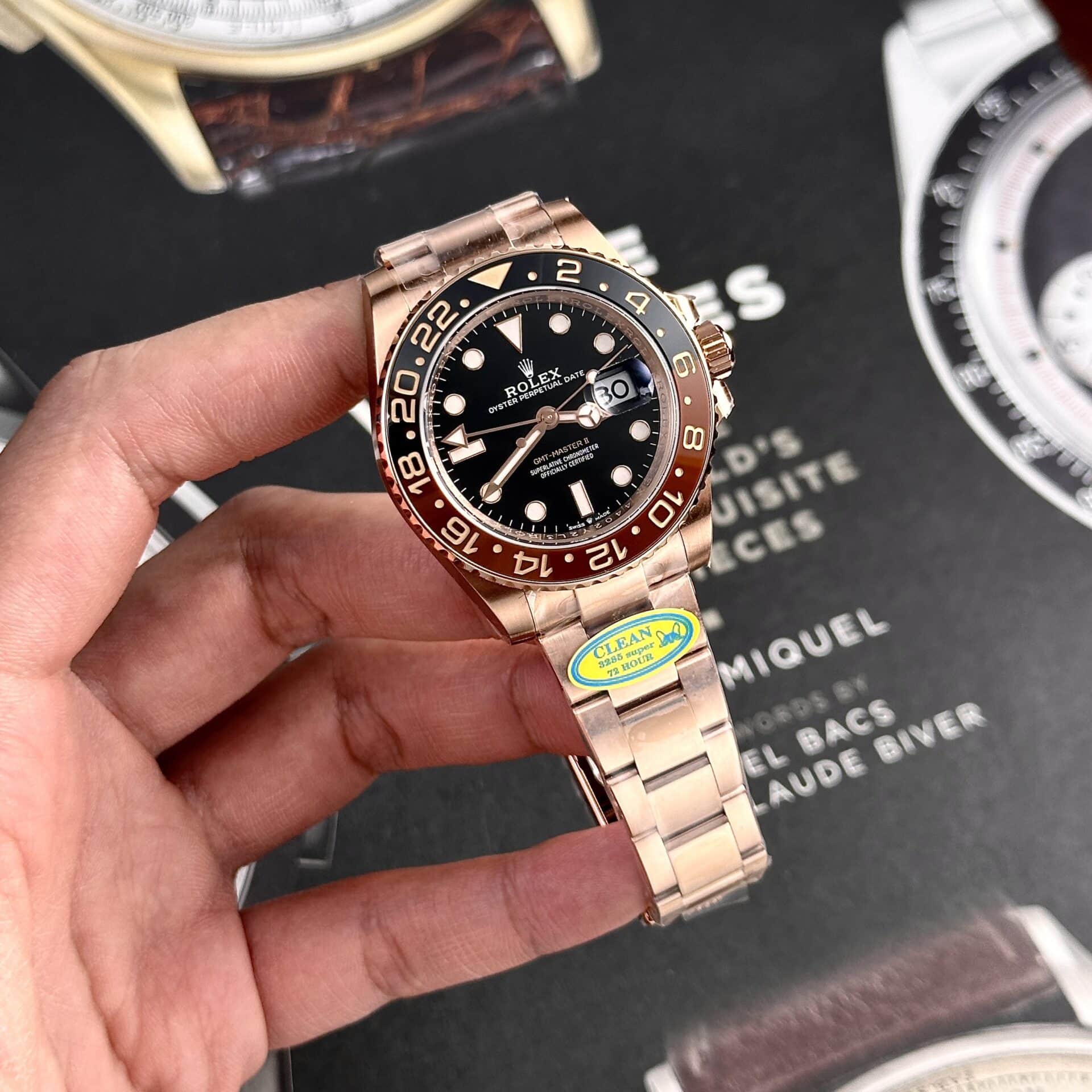 GYL Rolex GMT-Master II Root Beer Rose Gold Black Dial Top Quality Replica Clean Factory 40mm-GYL-GaiYalun