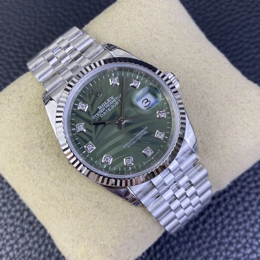 GYL Rolex Datejust 36mm Olive Green Palm Motif Diamond Dial Jubilee Bracelet (126234) 1:1 Super Clone – DD3235 Movement-GYL-GaiYalun