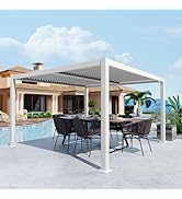 Kozyard Elizabeth Outdoor Louvered Pergola Sun Shade Aluminum Pergola Rainproof Gazebo with Adjus...