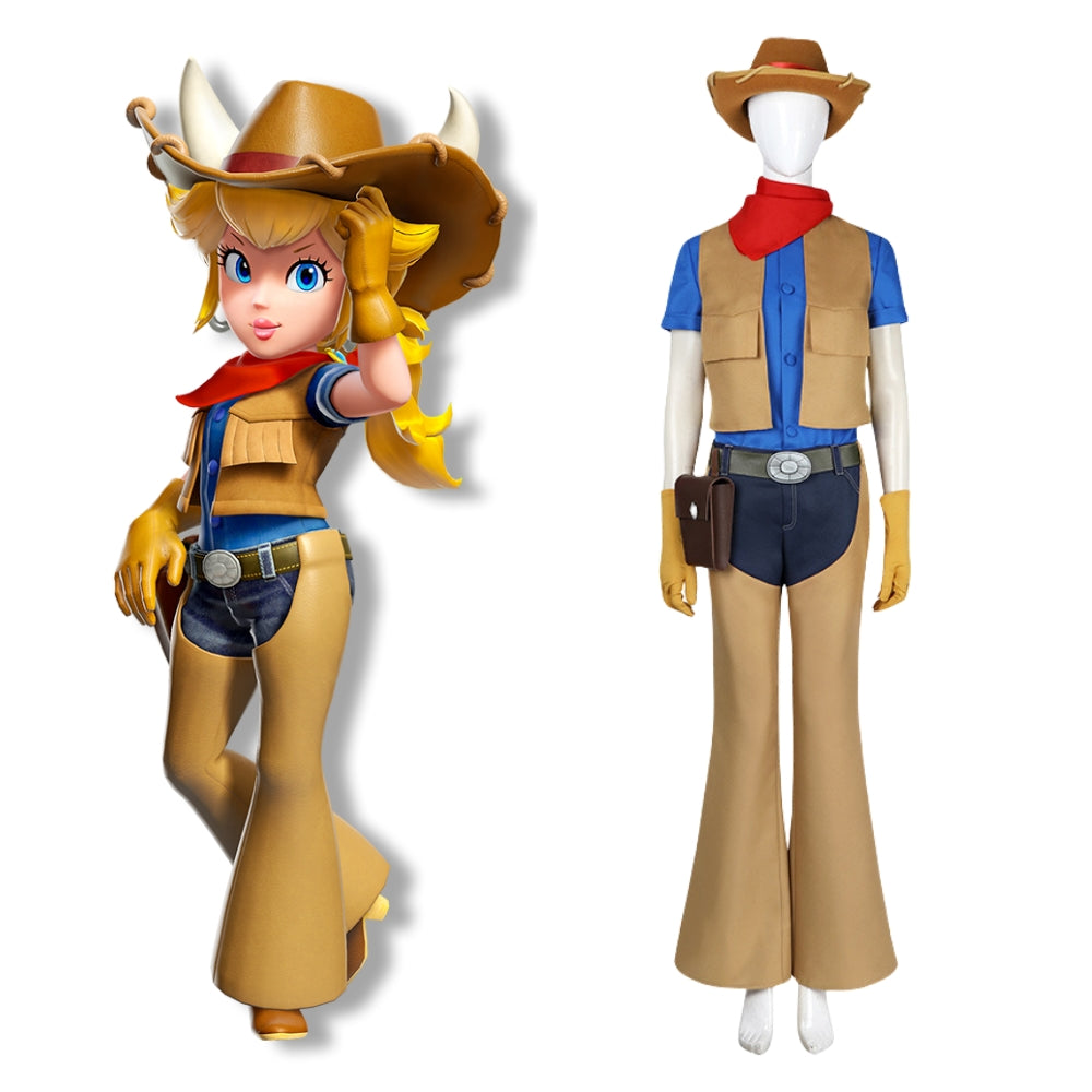 Xcoser Princess Peach: Show Time Cowgirl Peach Cosplay Costume