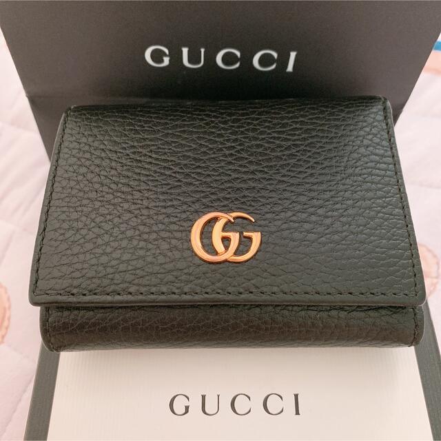 輝く高品質な GUCCI GG マーモント レザー 三つ折りウォレット 黒 ブラック:【チャンピオン】 -univ-ouaga3s.com