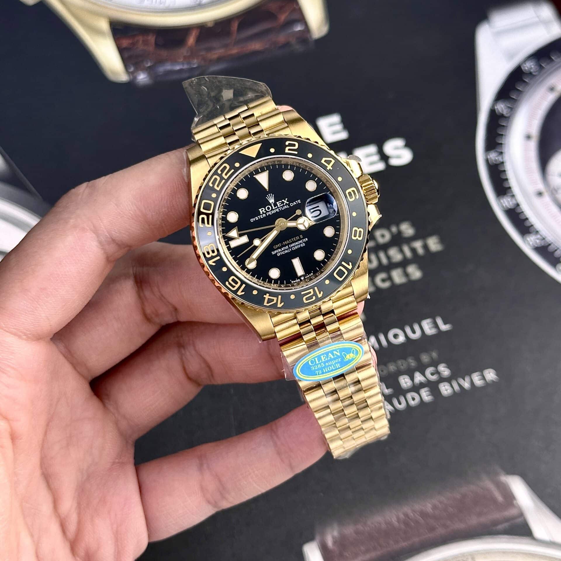 GYL Rolex GMT-Master II 126718GRNR-0001 Yellow Gold Black Dial Jubilee 11 Replica Clean Factory 40mm-GYL-GaiYalun