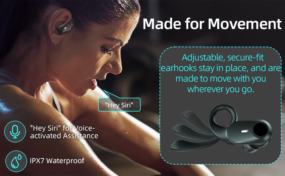 Unique Design Sports Earbud & In-ear Headphones with Flexible Ear hooks 