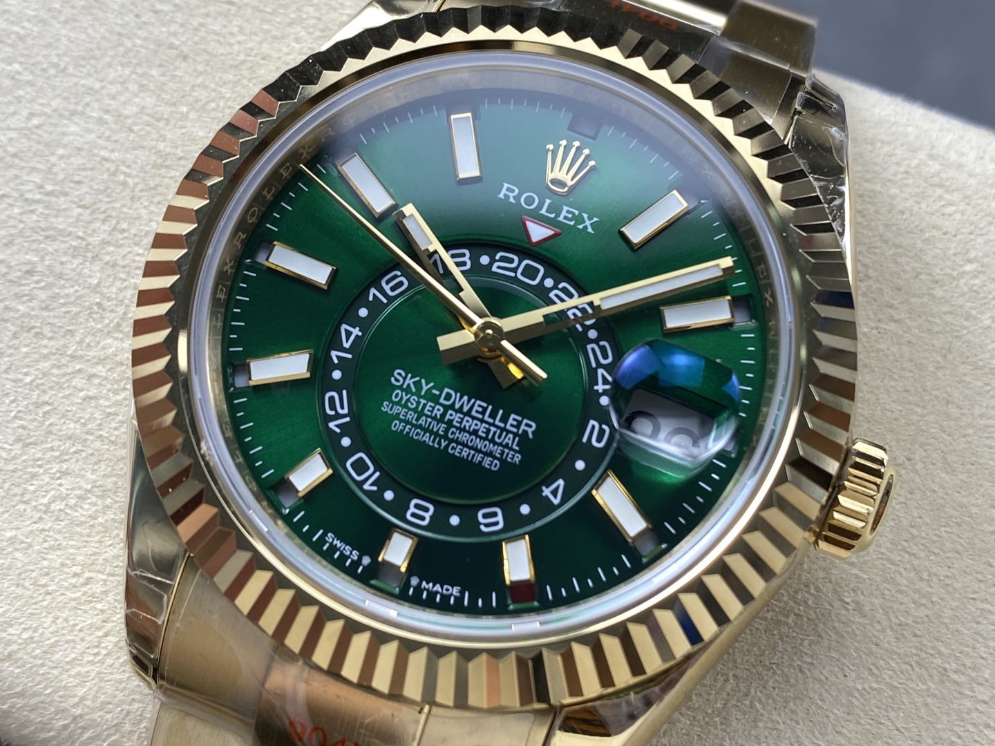 GYL Rolex Sky-Dweller 336938-0007 Yellow Gold Green Dial Oyster Bracelet Best Replica 42mm-GYL-GaiYalun