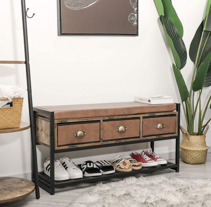 Xcosrack Industrial Shoe Bench Rack, 3Tier Shoe Storage Organizer