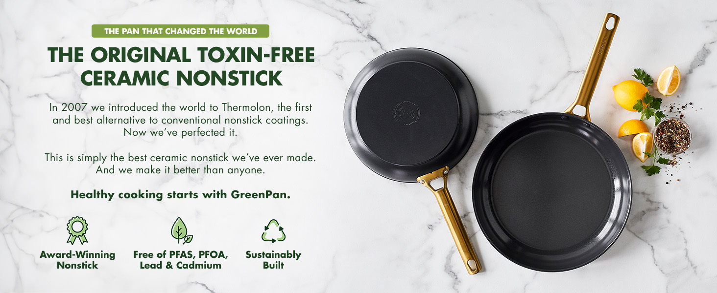 GreenPan, Ceramic Nonstick, PFAS-Free, Non-Toxic, Cookware, Frypans, Reserve