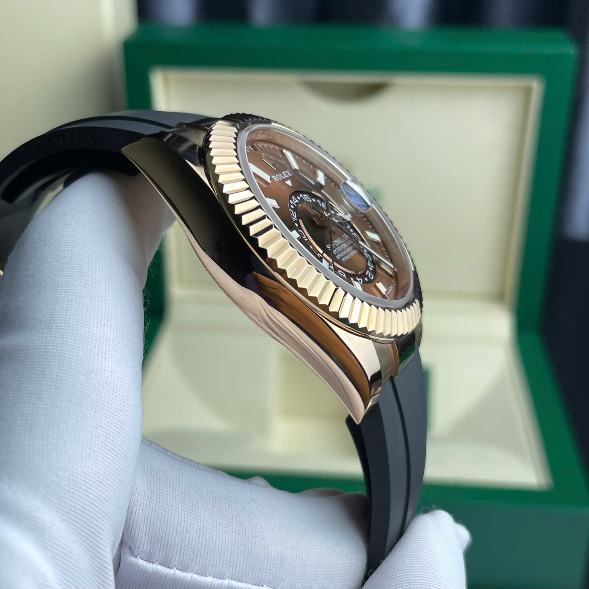 GYL Rolex Sky-Dweller 326934 Brown Dial 18K Gold Wrapped Rubber Strap Best Replica 42mm-GYL-GaiYalun