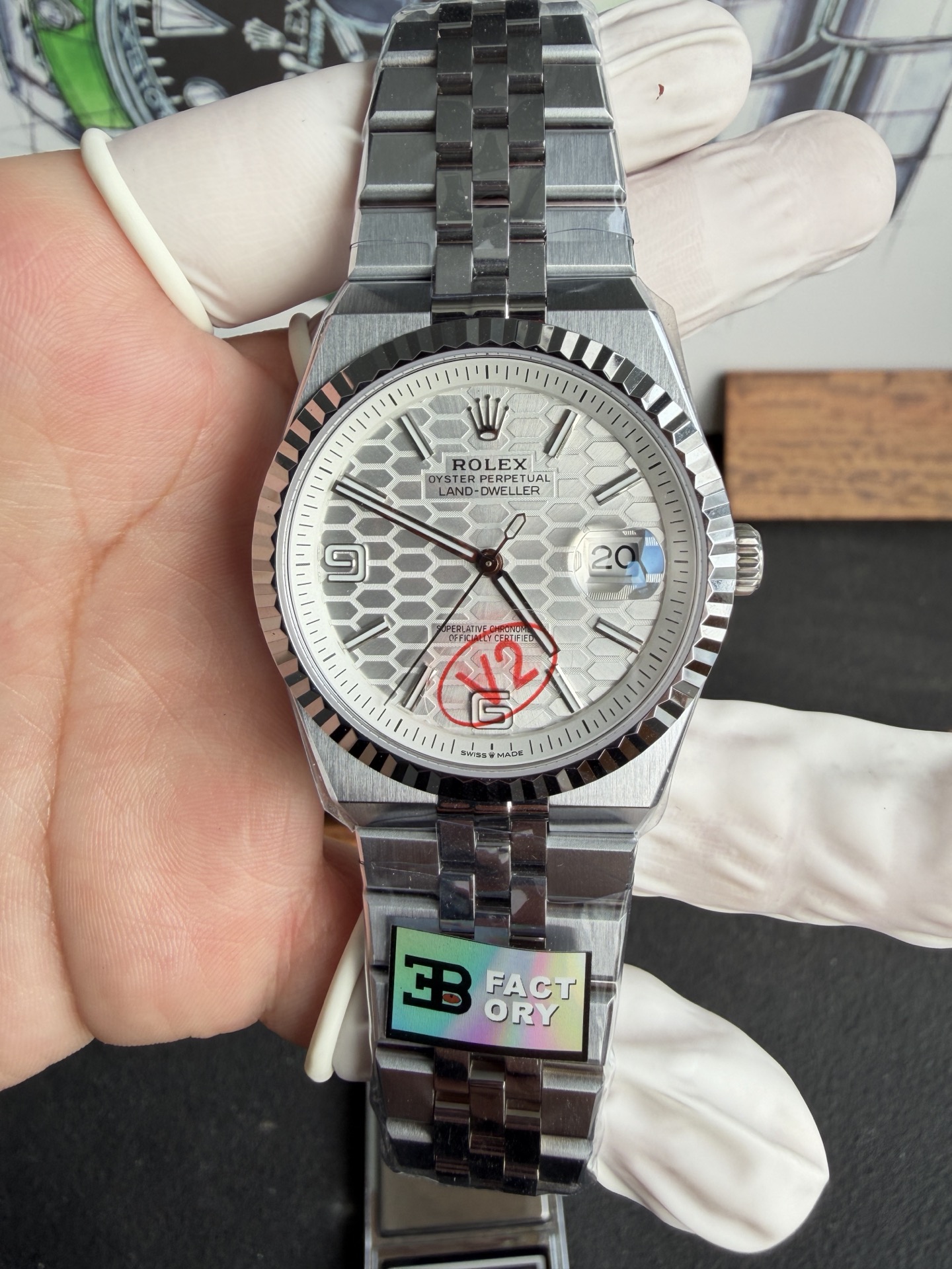 GYL Rolex Land-Dweller 127334-0001 White Honeycomb-motif Dial Jubilee Bracelet Best Replica BPF 40mm-GYL-GaiYalun