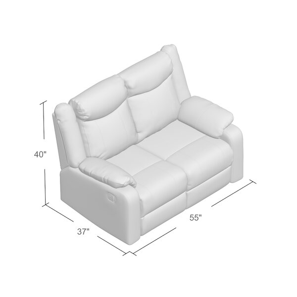 Georgianne 55'' Faux Leather Pillow Top Arm Reclining Loveseat