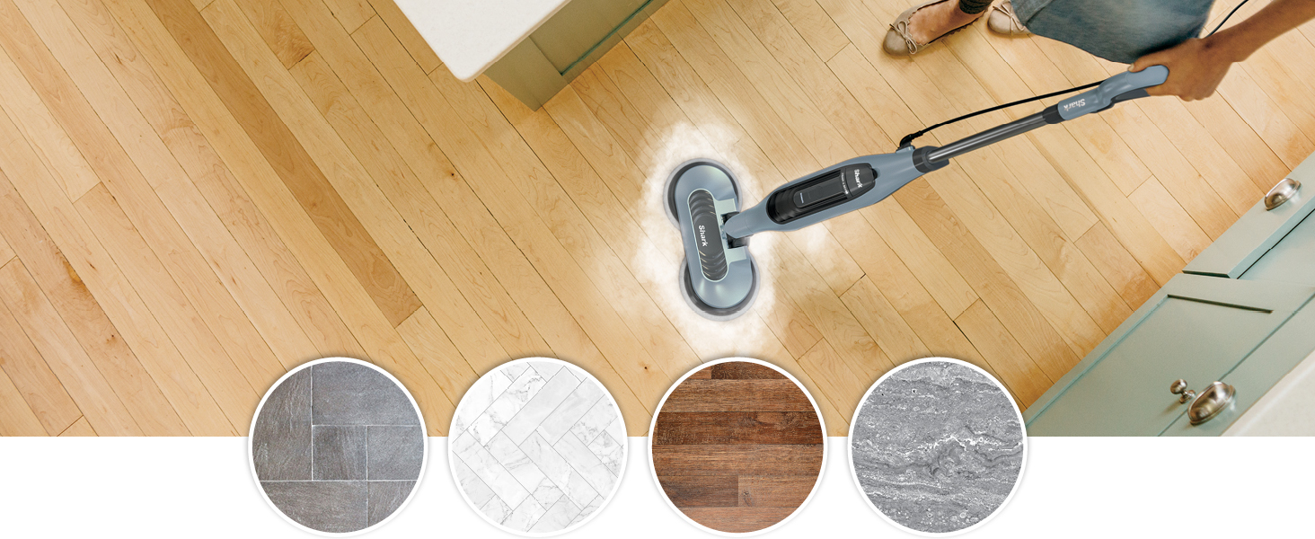 shows different types of floors the steam mop can work on