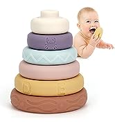 Mini Tudou Stacking & Nesting Circle Toy,6 Pcs Soft Building Rings Stacker & Teethers,Squeeze Gam...