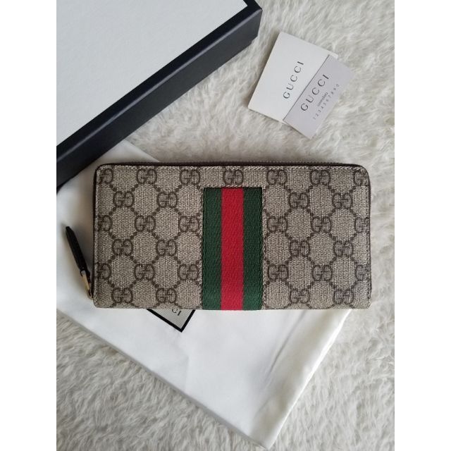 Gucci GUCCI グッチ NEW WEB GGスプリーム ジップ 長財布