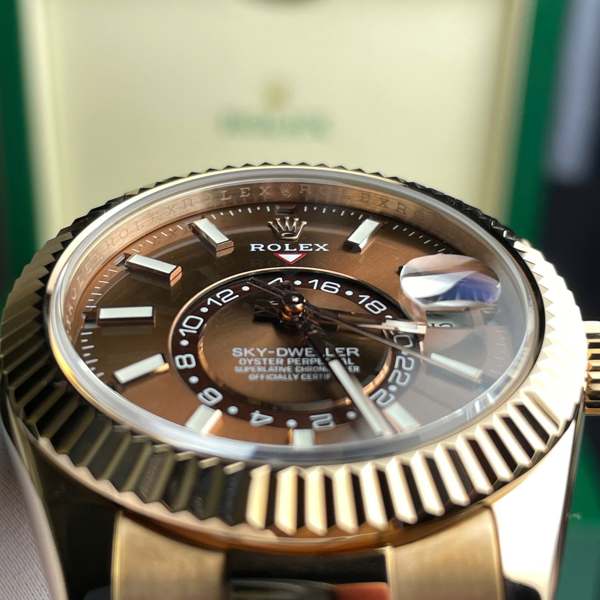 GYL Rolex Sky-Dweller 326934 Brown Dial 18K Gold Wrapped Rubber Strap Best Replica 42mm-GYL-GaiYalun