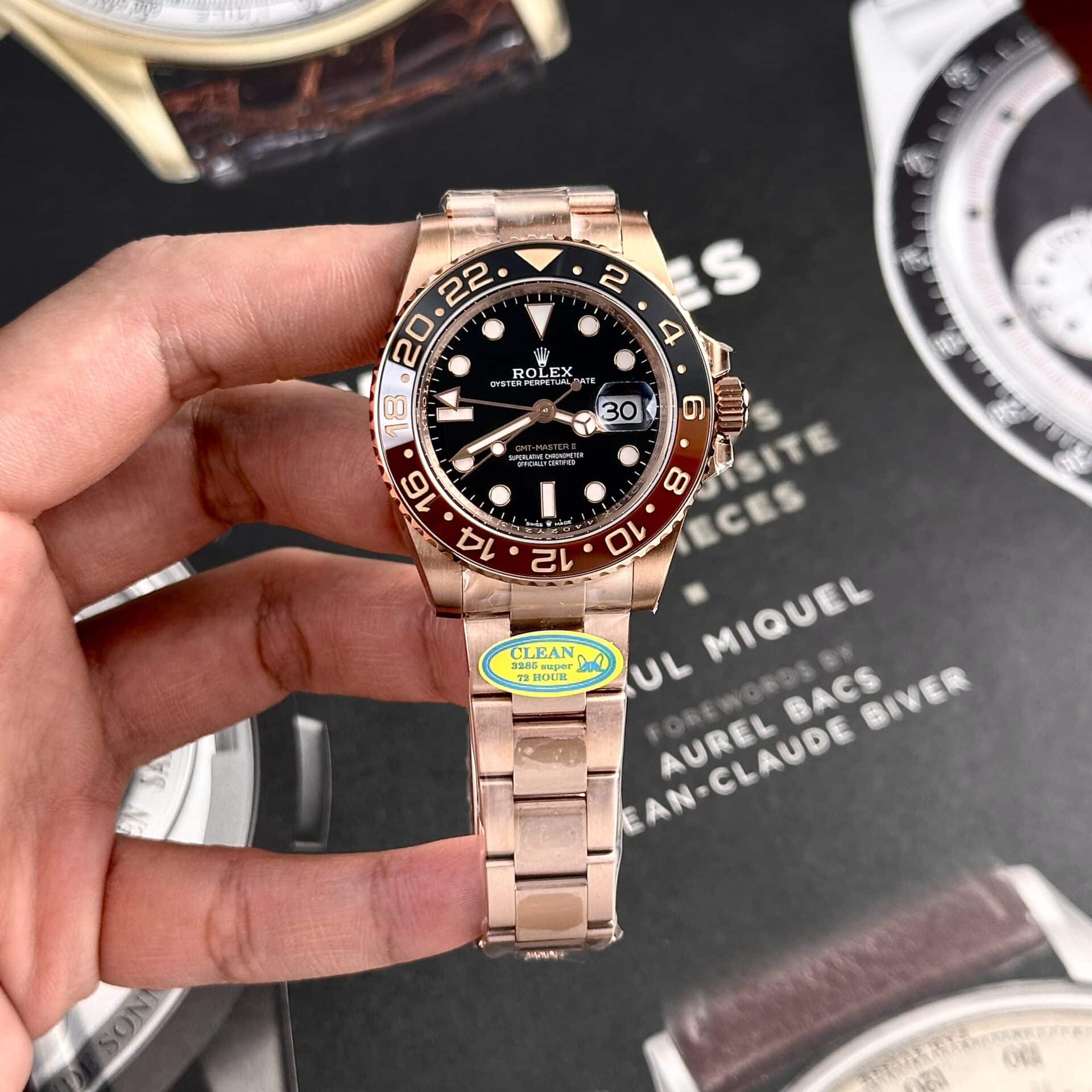 GYL Rolex GMT-Master II Root Beer Rose Gold Black Dial Top Quality Replica Clean Factory 40mm-GYL-GaiYalun