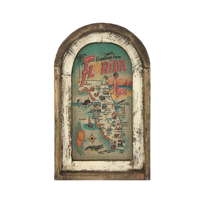 Florida Map Wall Art  14 x 22  Arch Window Frame image 1