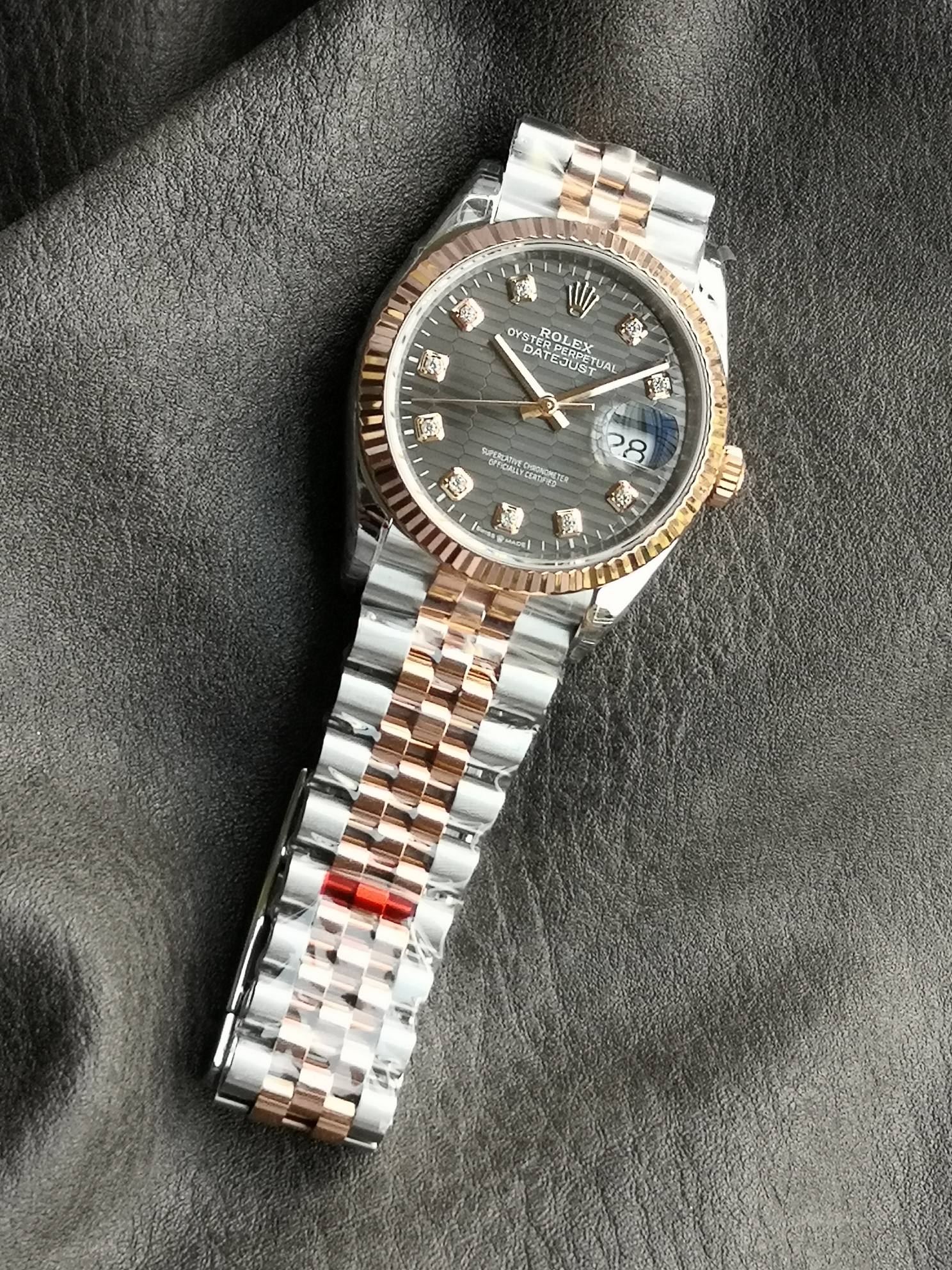 GYL Rolex Datejust 36 Two-Tone Everose Gold Slate Grey Fluted Motif Diamond Dial (126231) 11 Super Clone – DD3235 Movement-GYL-GaiYalun