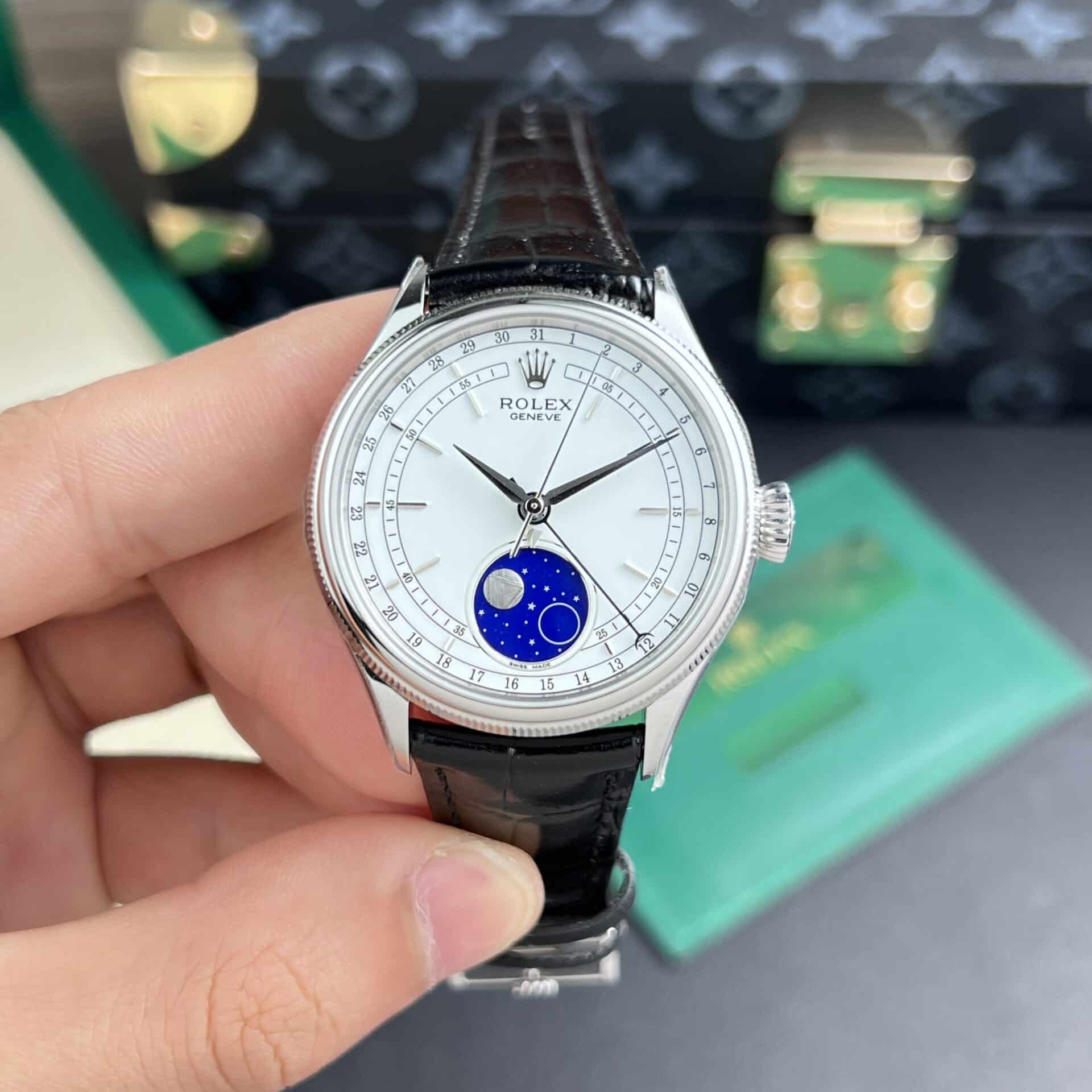 GYL Rolex Cellini Moonphase 50535 Rose Gold Leather Best Replica 39mm-GYL-GaiYalun