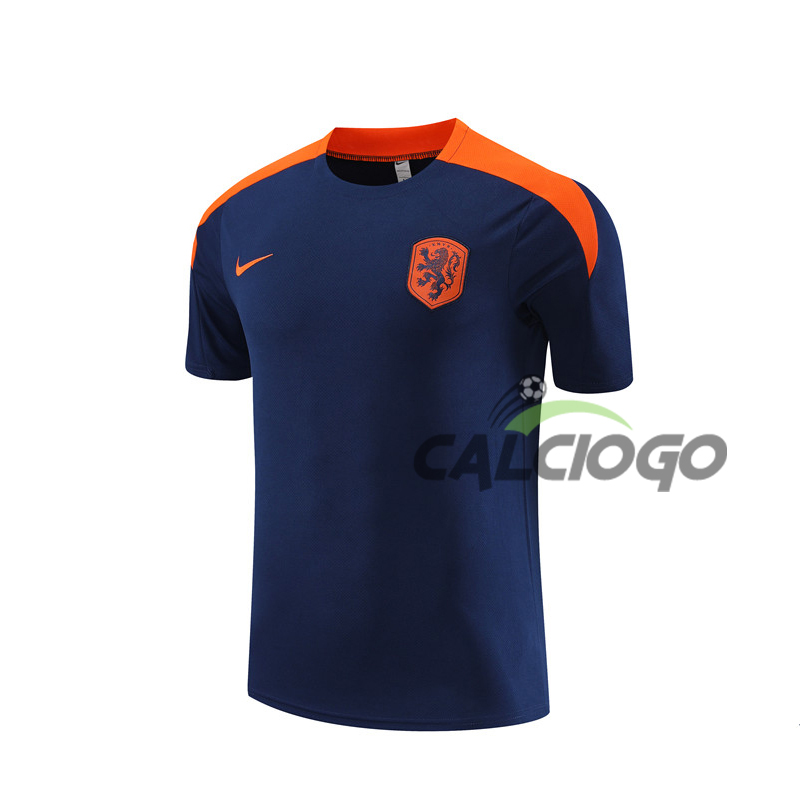 Maglia Netherlands Blu Navy Manica Corta 2024-2025