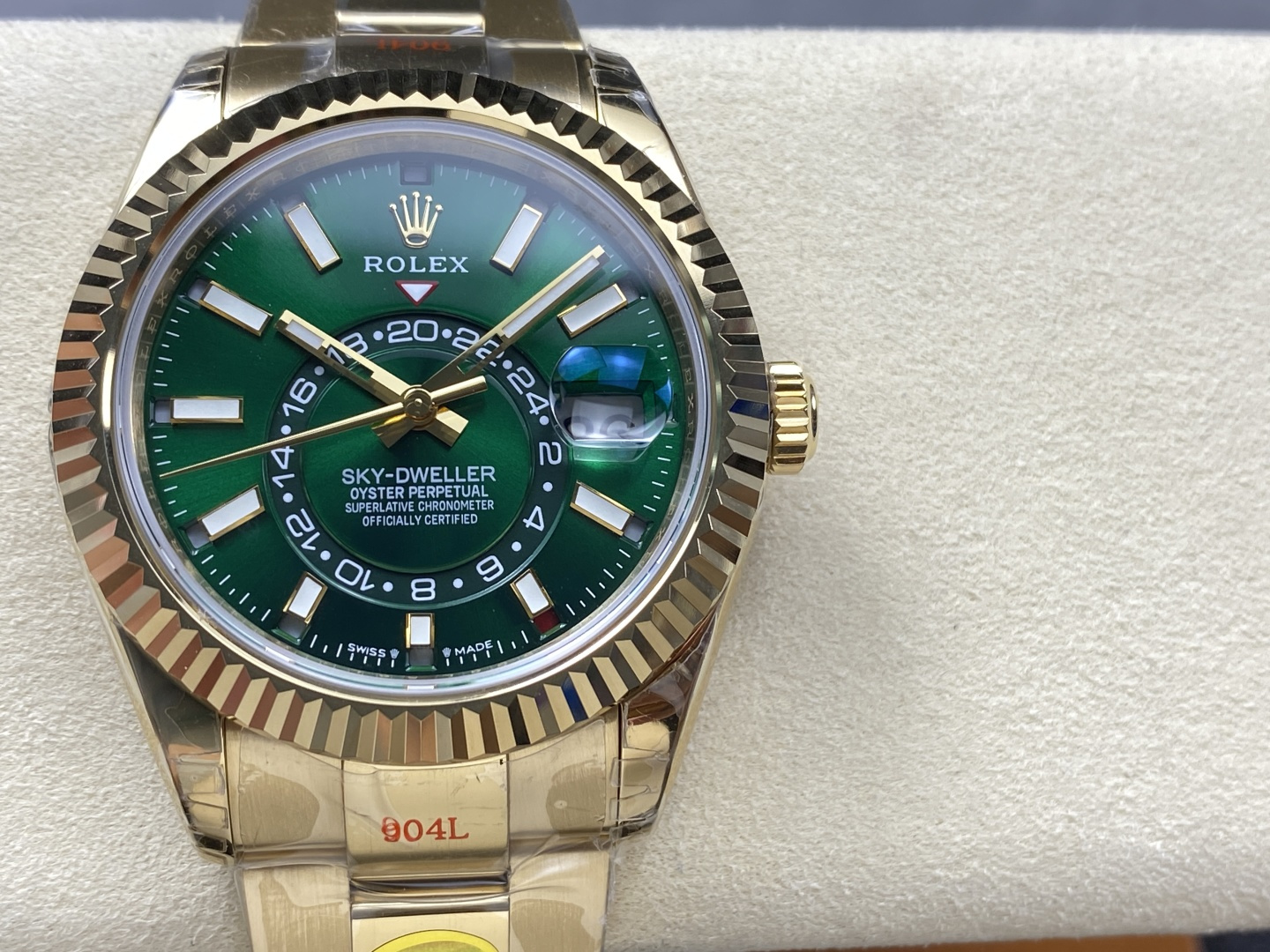 GYL Rolex Sky-Dweller 336938-0007 Yellow Gold Green Dial Oyster Bracelet Best Replica 42mm-GYL-GaiYalun