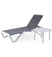 Kozyard Alan Full Flat Alumium and Polypropylene Resin Legs Patio Reclinging Adustable Chaise Lou...