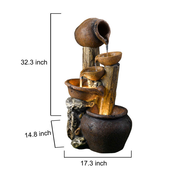 Bandini Resin/Fiberglass Pentole Pot Fountain with LED Light