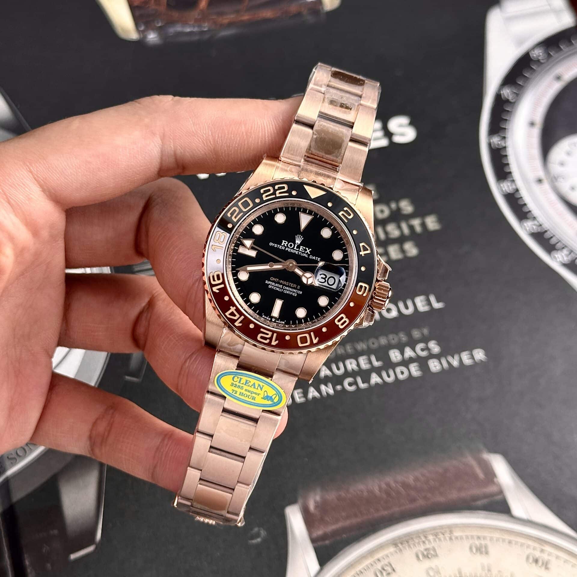 GYL Rolex GMT-Master II Root Beer Rose Gold Black Dial Top Quality Replica Clean Factory 40mm-GYL-GaiYalun
