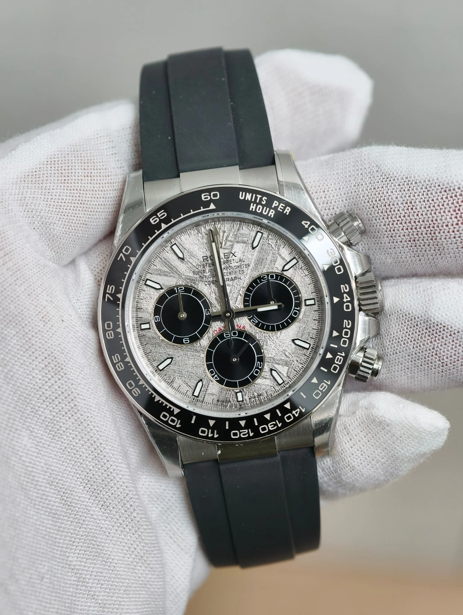 GYL Rolex Daytona 40mm White Gold Meteorite Dial Rubber Strap (126519LN) 11 Super Clone – DD4131 Movement-GYL-GaiYalun