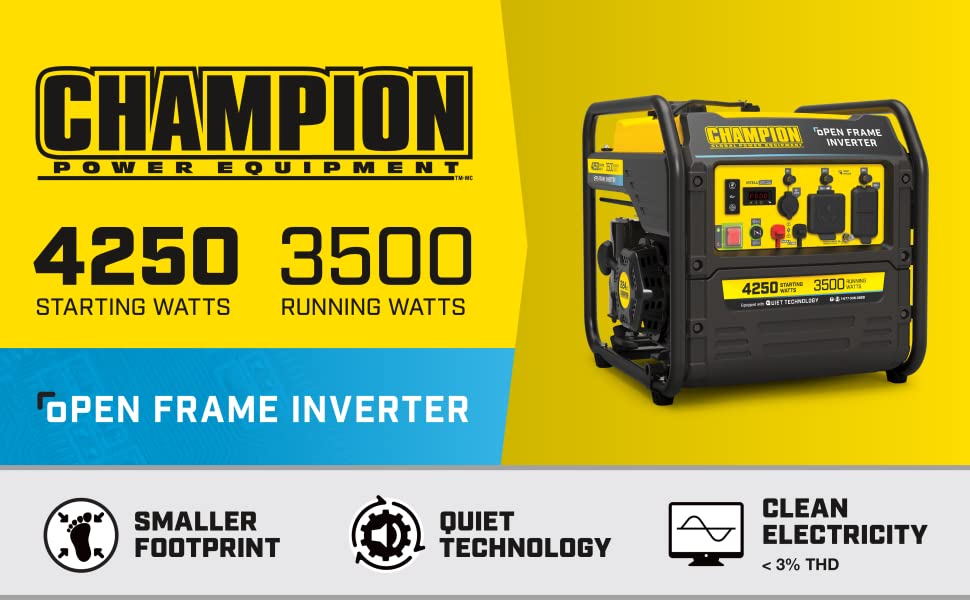 generator inverter gas powered champion 4250 watts backup outage quiet portable rv storm generators