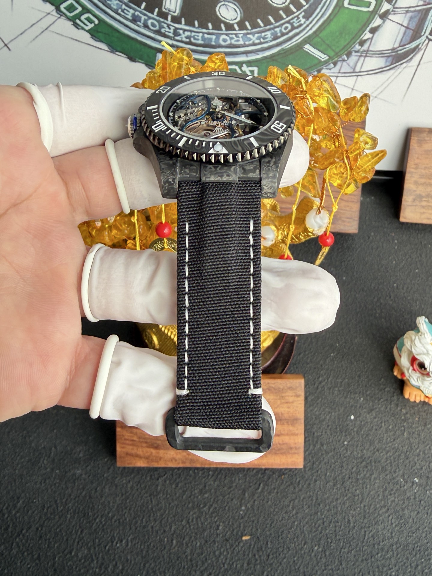 GYL Rolex Submariner Skeletonized Movement Zif Remould Black Carbon Fiber Textile Strap 1:1 Best Replica 41mm-GYL-GaiYalun
