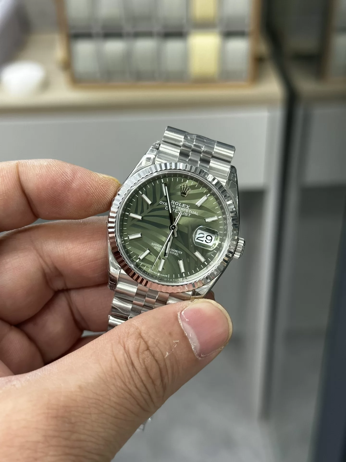 GYL Rolex Datejust 36mm Olive Green Palm Motif Dial Jubilee Bracelet (126234) 11 Super Clone – DD3235 Movement-GYL-GaiYalun