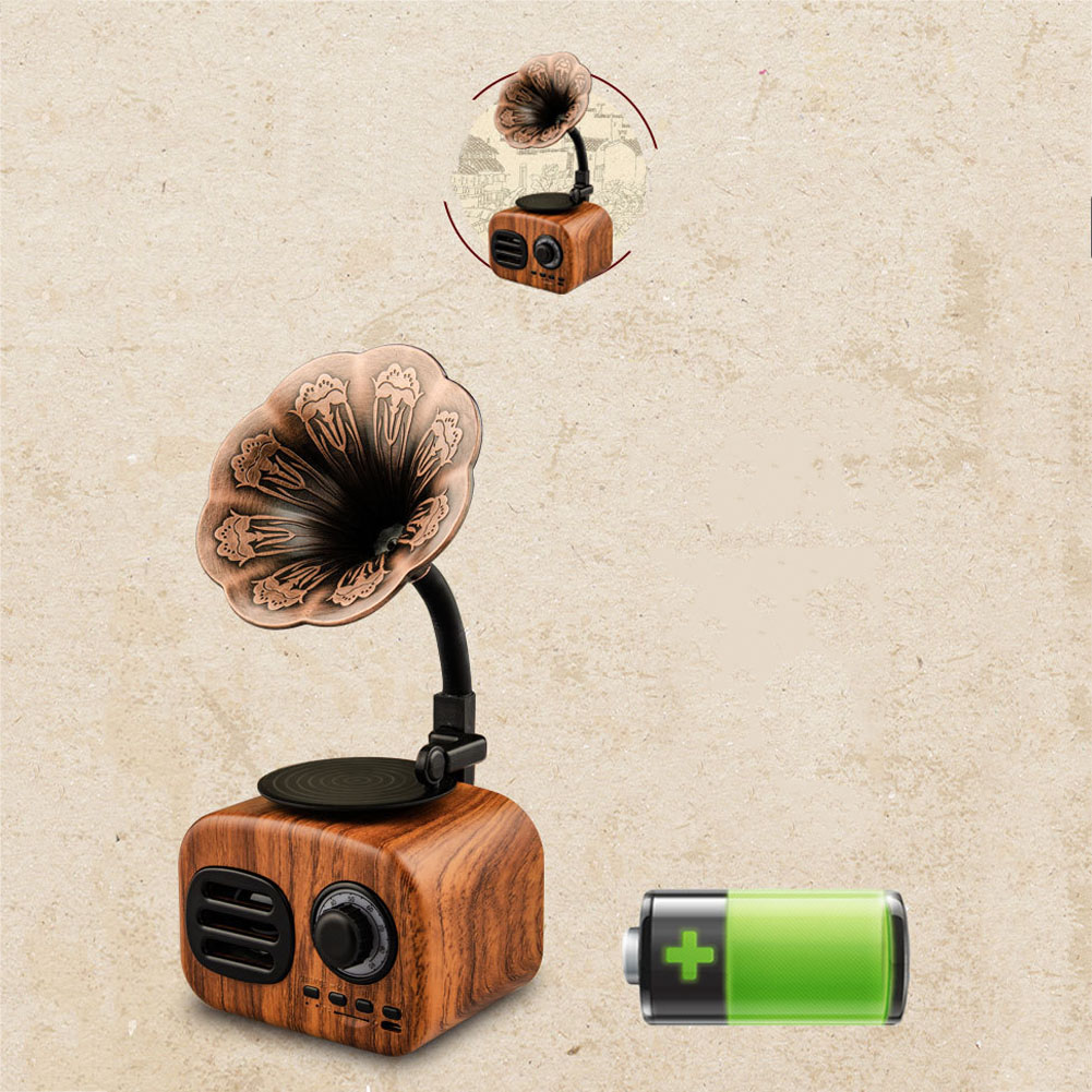 Hordozható Bluetooth Hangszóró – Retro Gramofon Dizájn