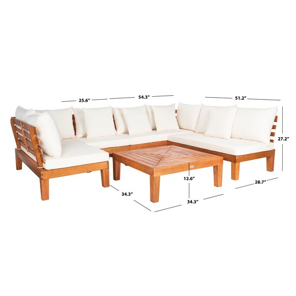 Greta Solid Wood 5 - Person Seating Group with Cushions