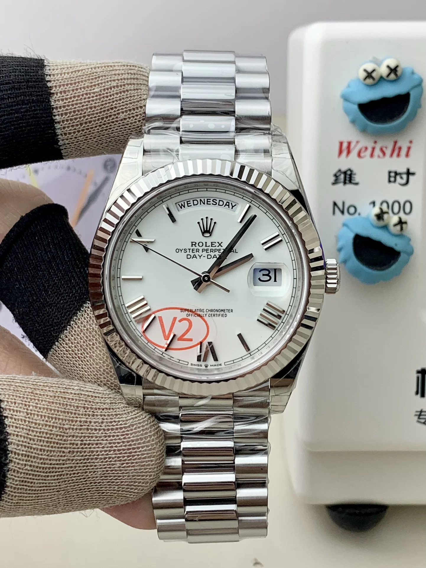GYL Rolex Day-Date 40mm White Roman Dial Fluted Bezel President Bracelet (228239) 11 Super Clone – DD3255 Movement-GYL-GaiYalun