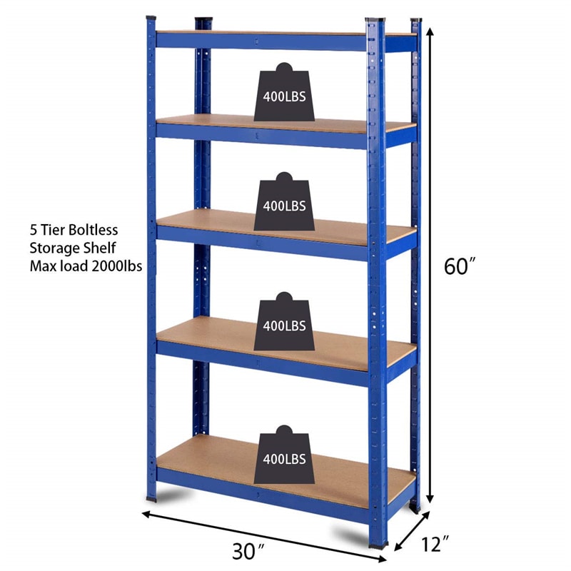 60 Inch Metal Garage Storage Shelves 5-Tier Adjustable Garage Shelves Tool Organizer