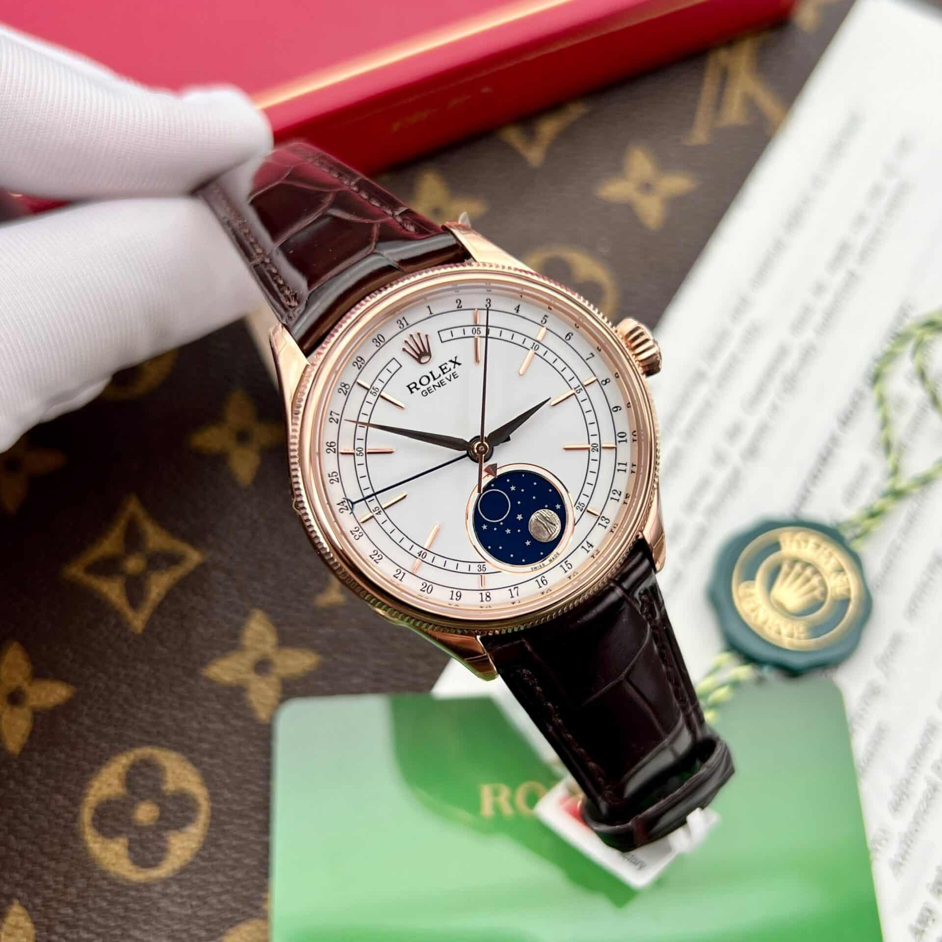 GYL Rolex Cellini Moonphase 50535 Rose Gold Leather Best Replica 39mm-GYL-GaiYalun