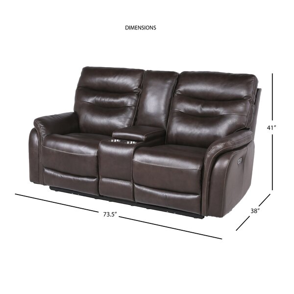 Aonghus 73.5'' Leather Match Pillow Top Arm Reclining Loveseat