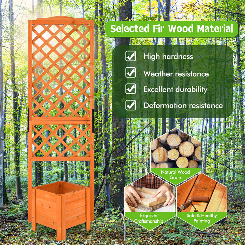 Wooden Raised Garden Bed 71�� High Planter with Trellis for Plant Flower Climbing Pot Hanging