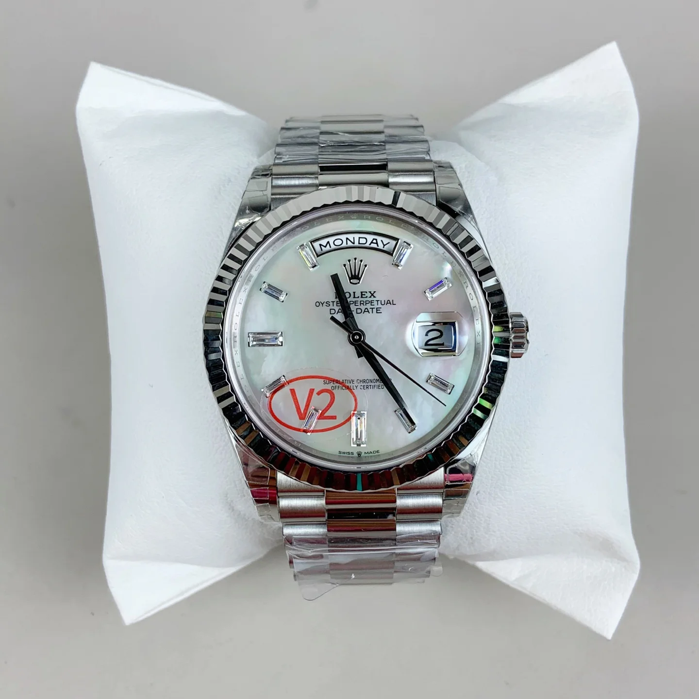 GYL Rolex Day-Date 40 White Mother of Pearl Baguette Diamond Dial (228236) 11 Super Clone – DD3255 Movement-GYL-GaiYalun