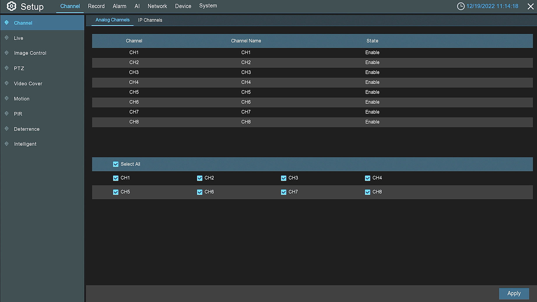 Analog camera channels can be converted to IP channels